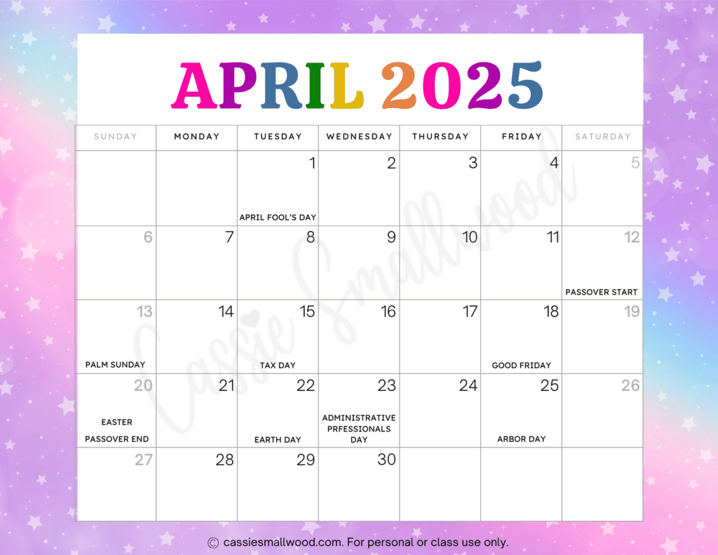 Cute 2025 Free Printable Monthly Calendars Cassie Smallwood