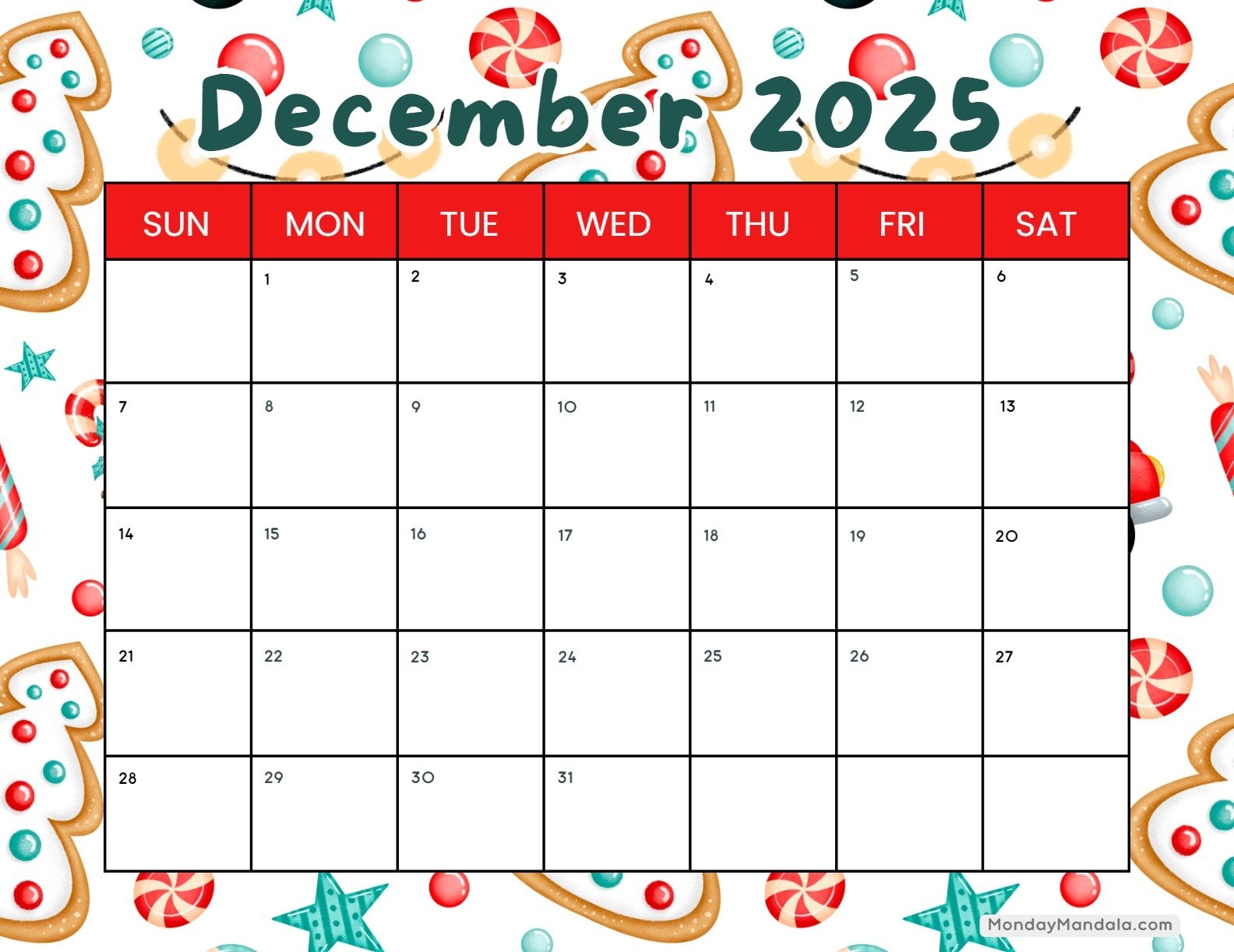 December 2025 Calendar Printable Wincalendar