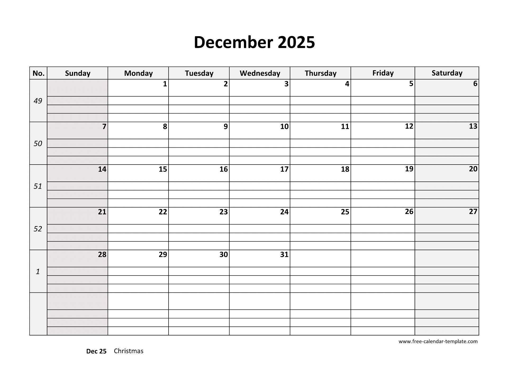 December 2025 Appointment Calendar Printable