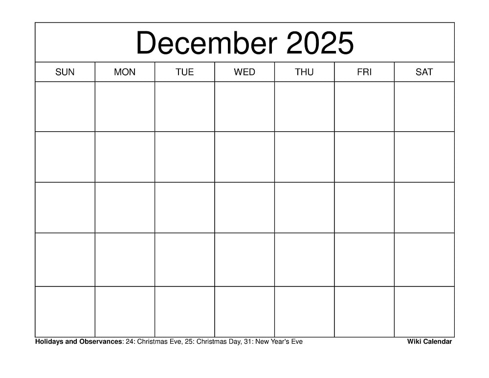 December 2025 Calendar Printable Templates U0026 More