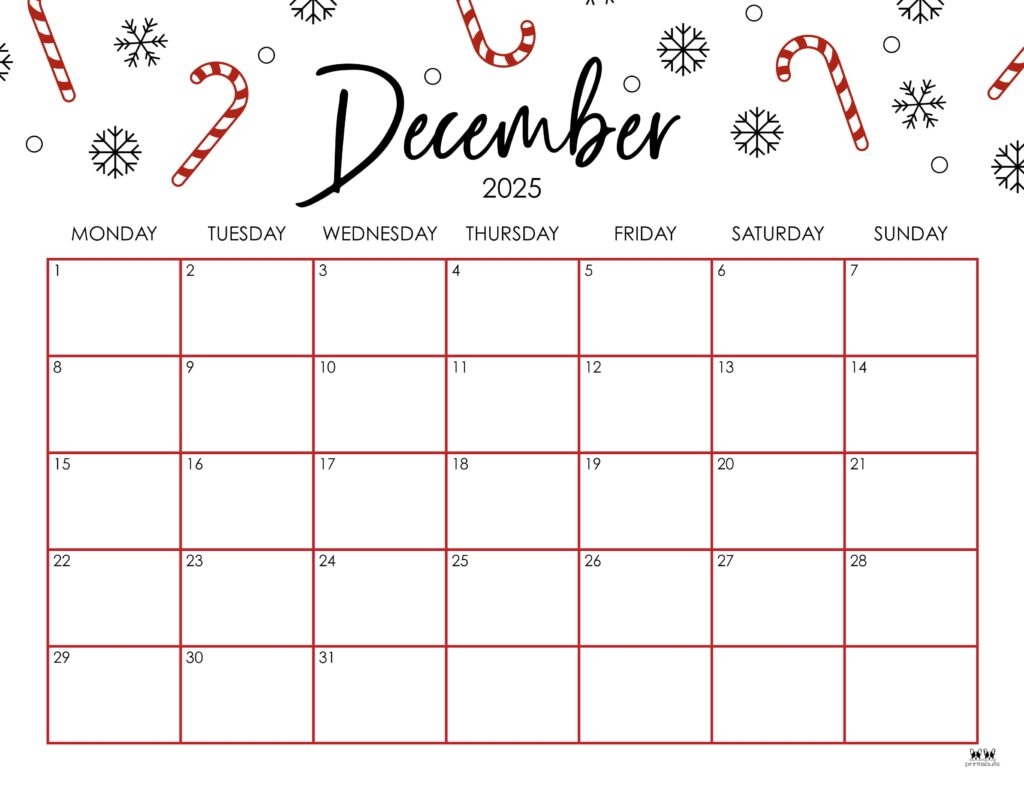 December 2025 Calendars 107 FREE Printables Printabulls