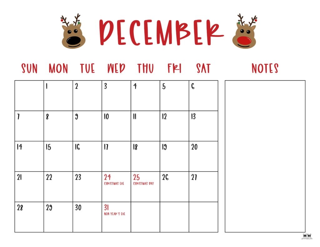 December 2025 Calendars 107 FREE Printables Printabulls