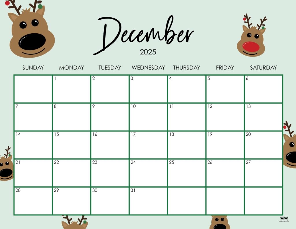 December 2025 Calendar Printable Cute