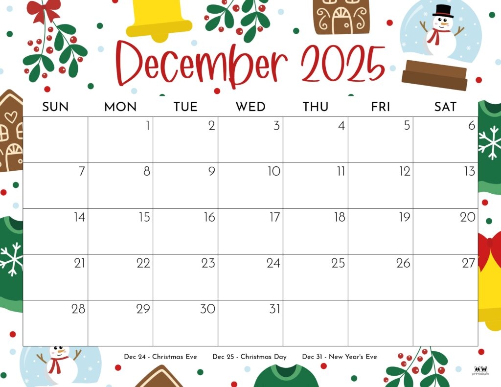 December 2025 Calendars 107 FREE Printables Printabulls
