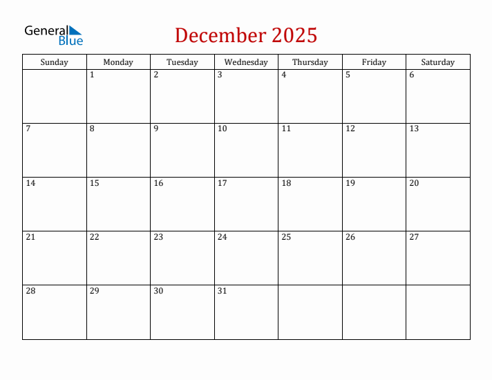 December 2025 Monthly Calendar PDF Word Excel 