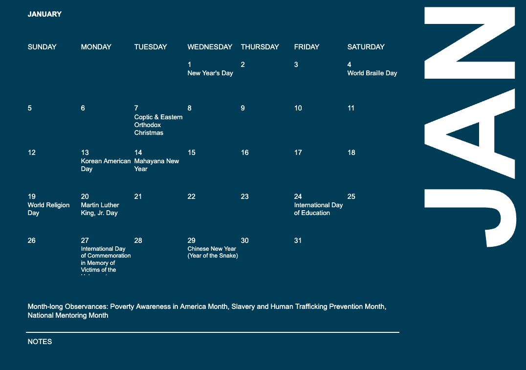Diversity Equity And Inclusion DEI Calendar For 2025