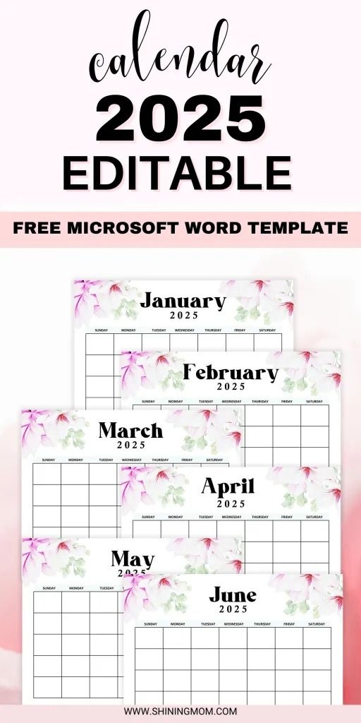 Free Printable Calendar 2025 Monthly Word