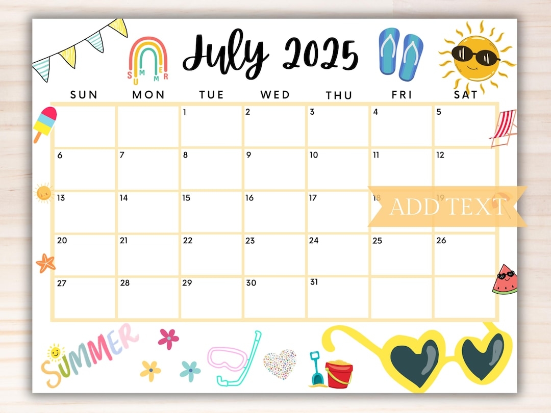 Printable July Calendar 2025