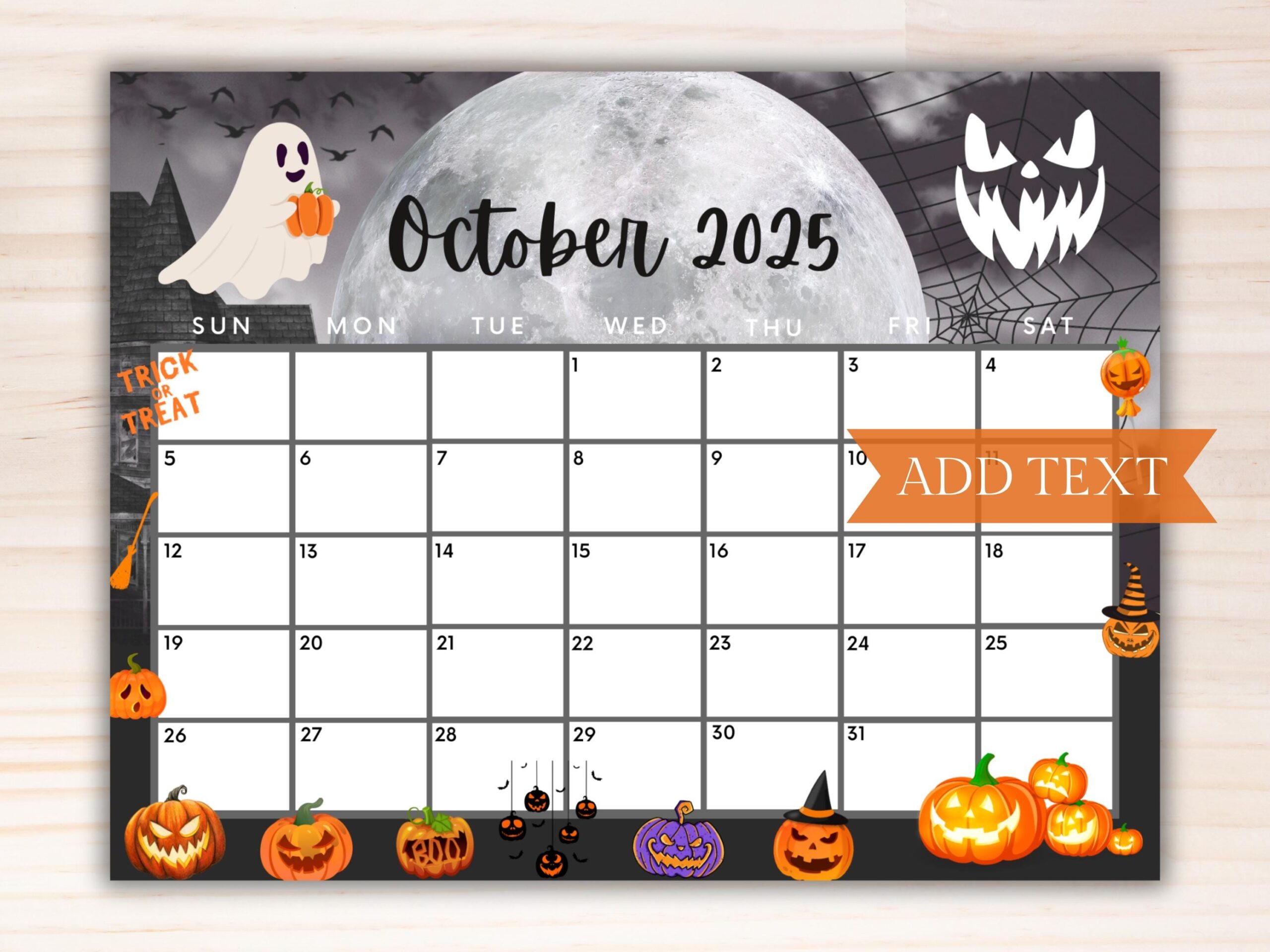 October Editable Calendar 2025