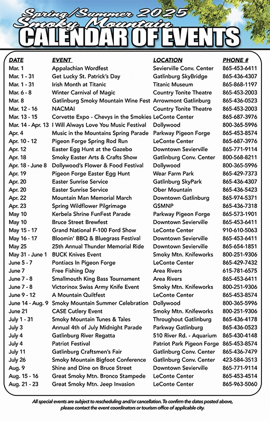 Events From May 2 October 5 Smoky Mountain Navigator Coupons And Things To Do In Pigeon Forge