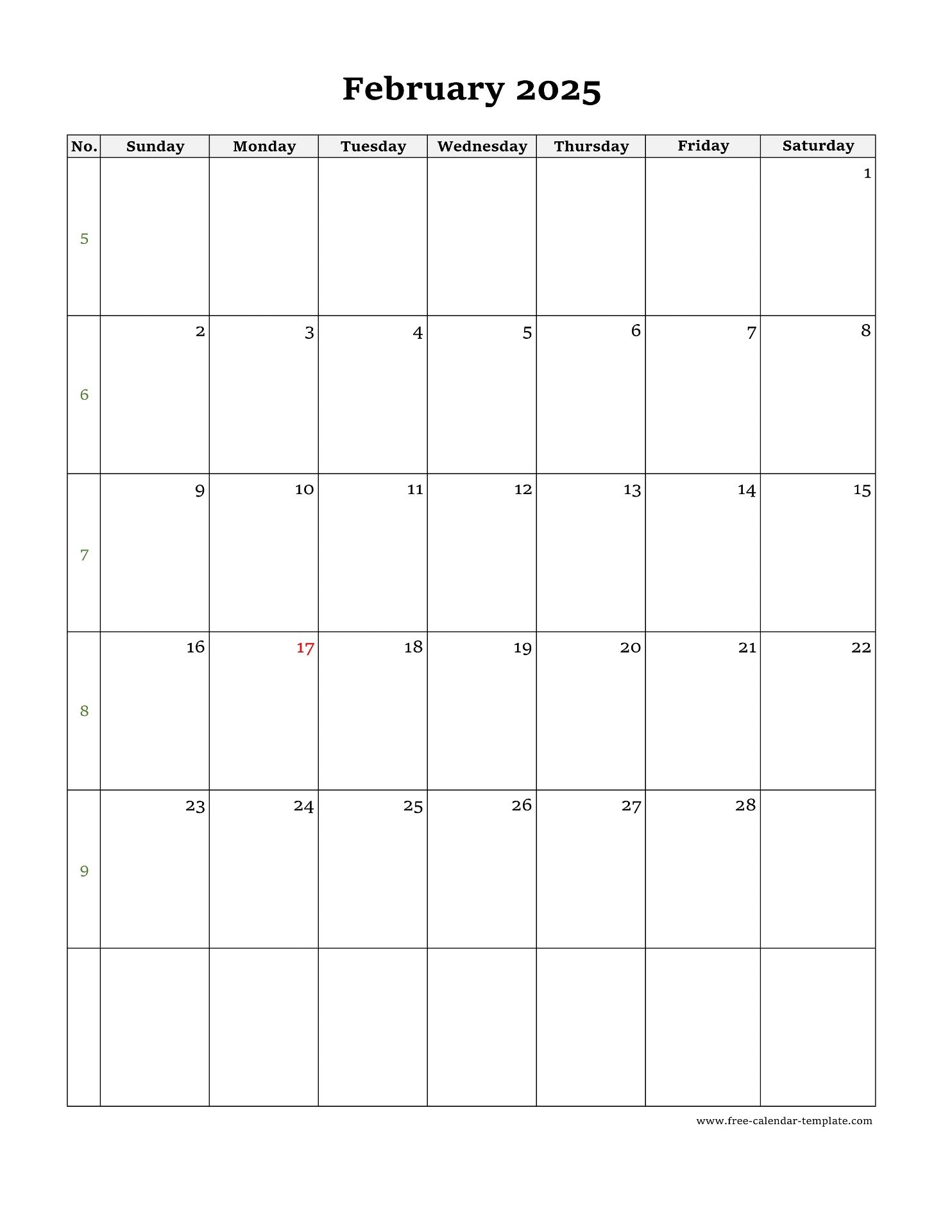 Free Printable 2025 Vertical Calendar