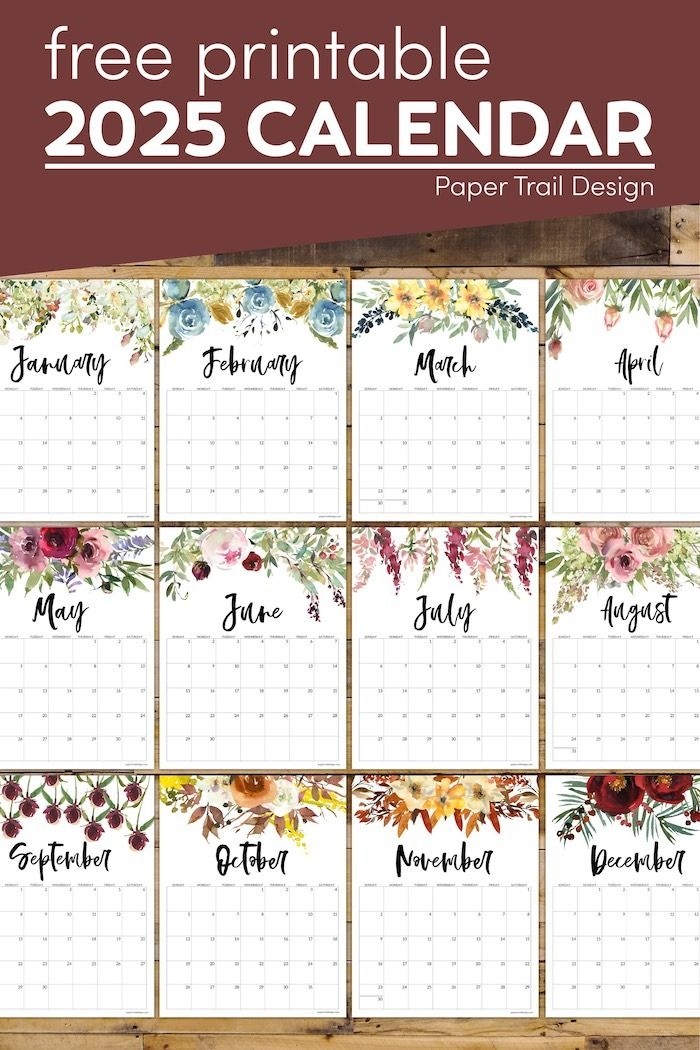 Floral Calendar Printable 2025 Paper Trail Design