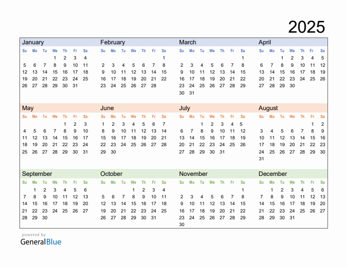 Free 2025 Calendars In PDF Word Excel