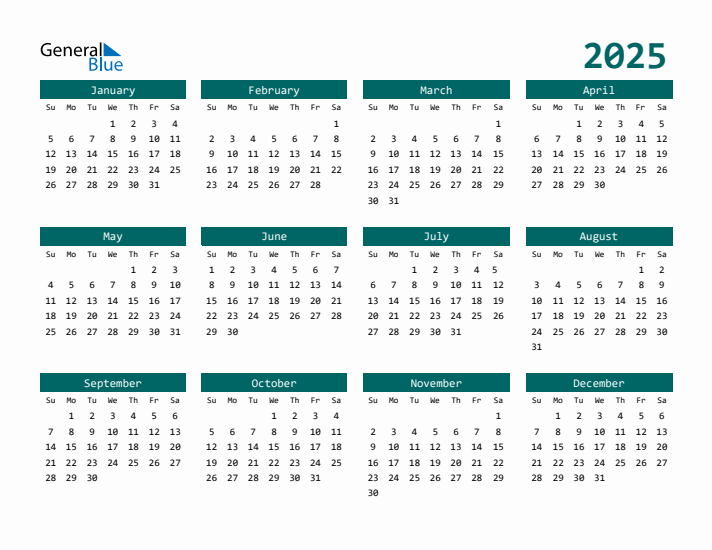 Free 2025 Calendars In PDF Word Excel