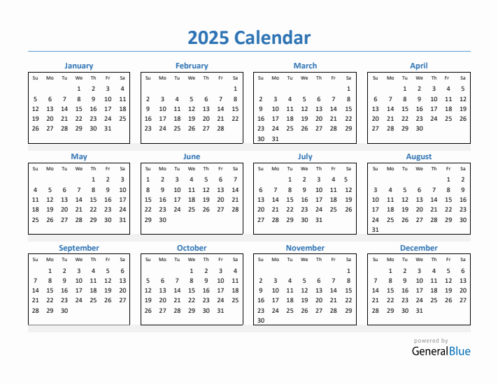 Free 2025 Calendars In PDF Word Excel