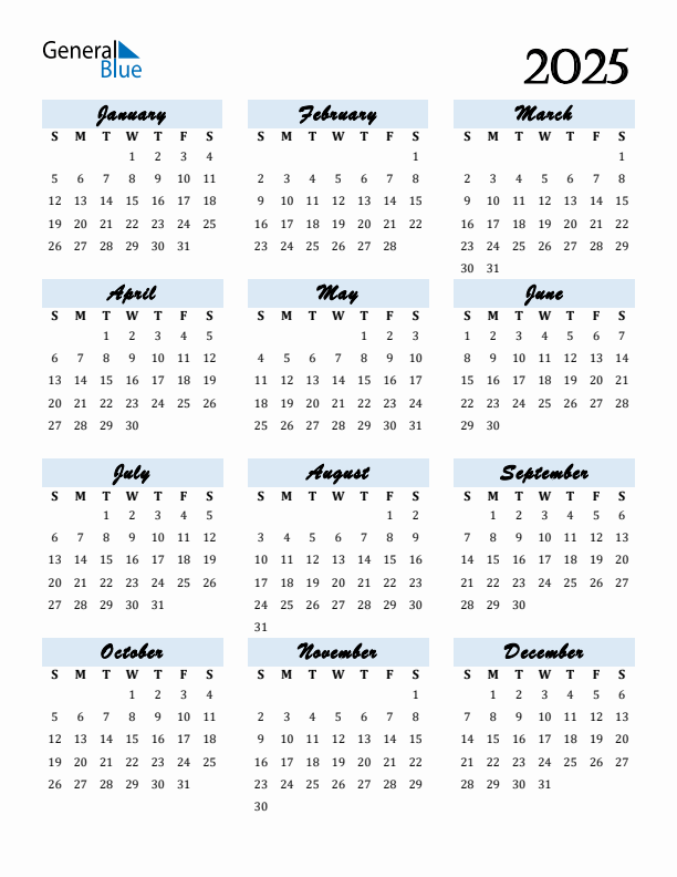 Free 2025 Calendars In PDF Word Excel