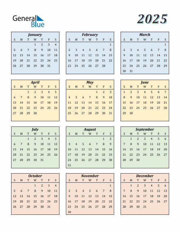 Free 2025 Calendars In PDF Word Excel