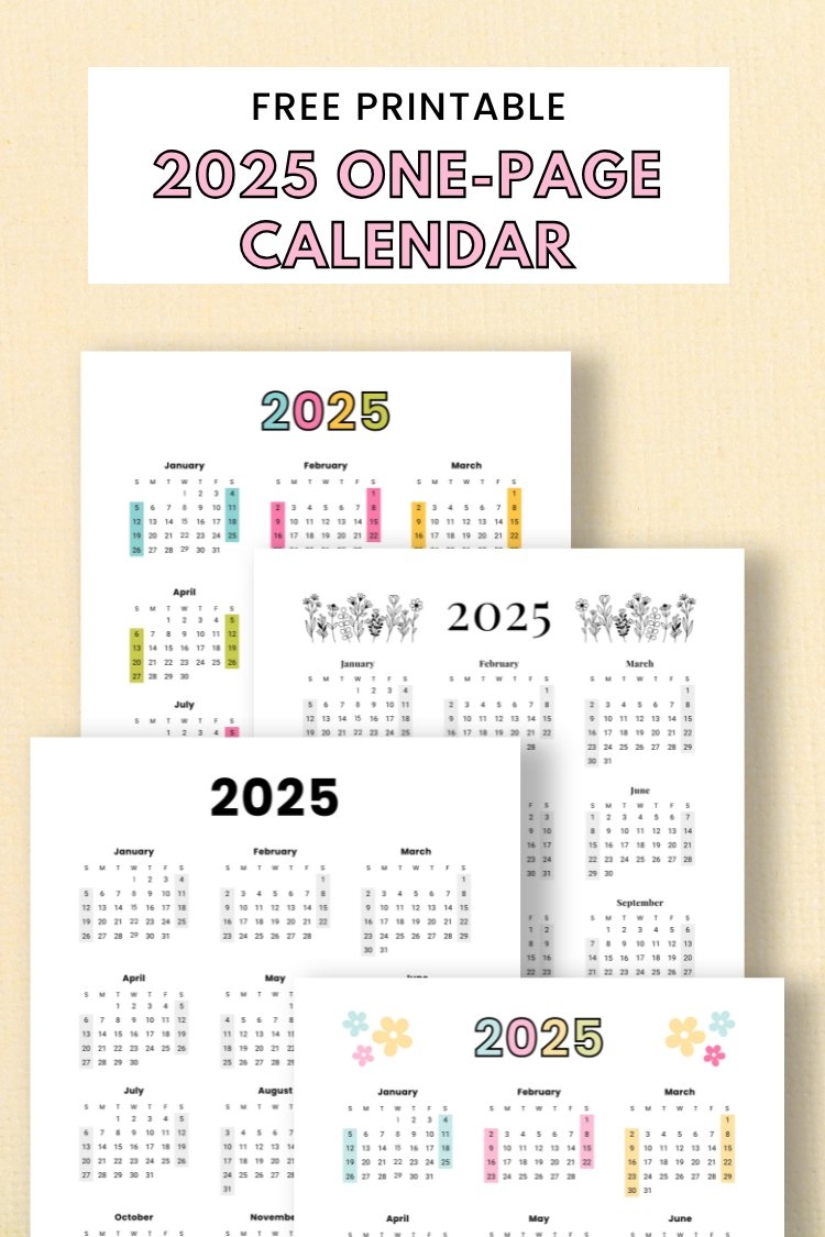 Free 2025 Printable Calendar One Page Gathering Beauty