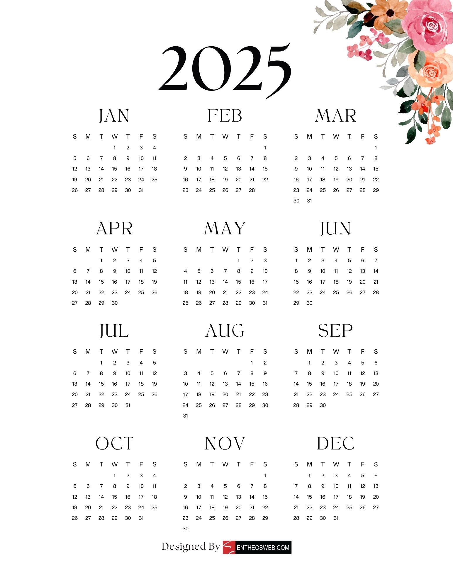Printable Calendar For 2025