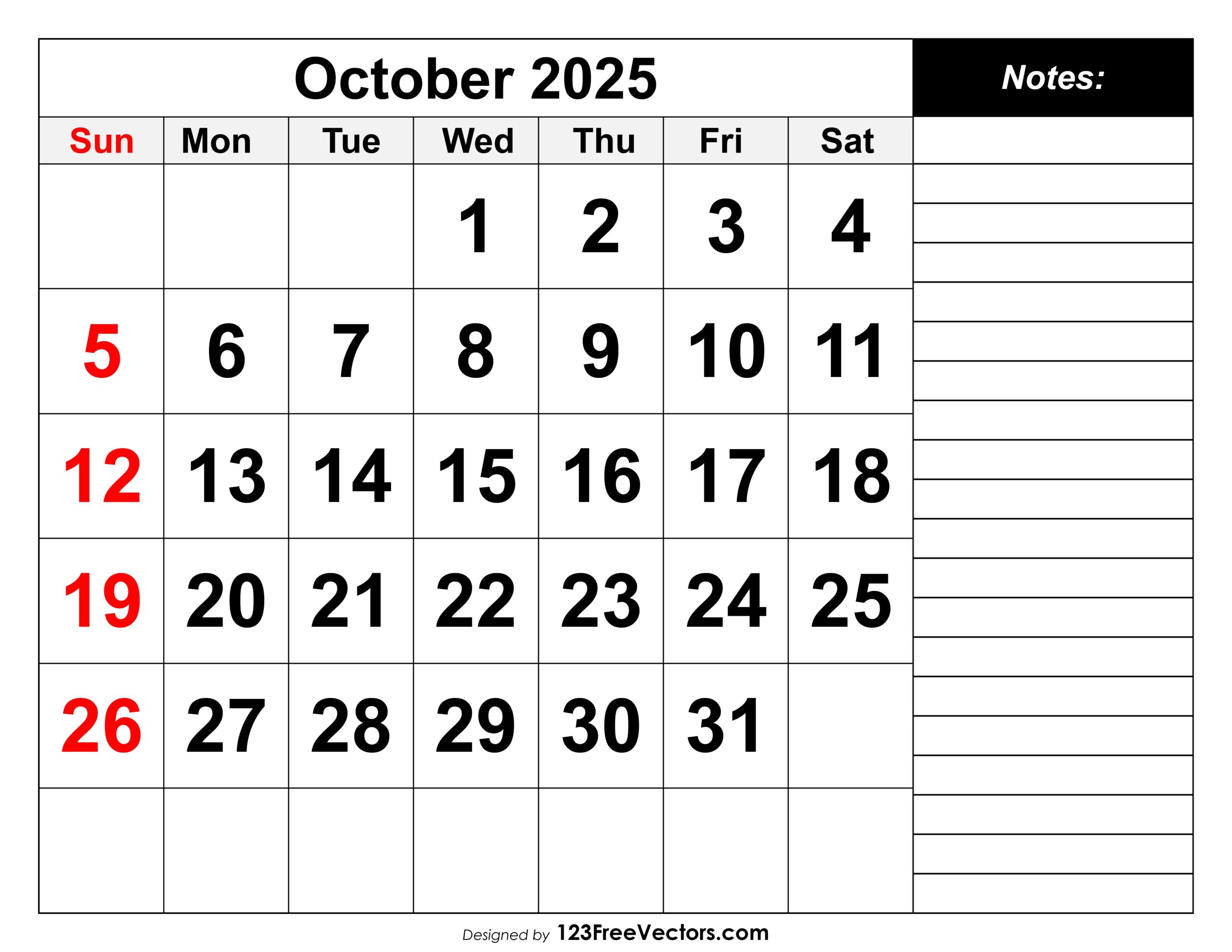 October 2025 Calendar