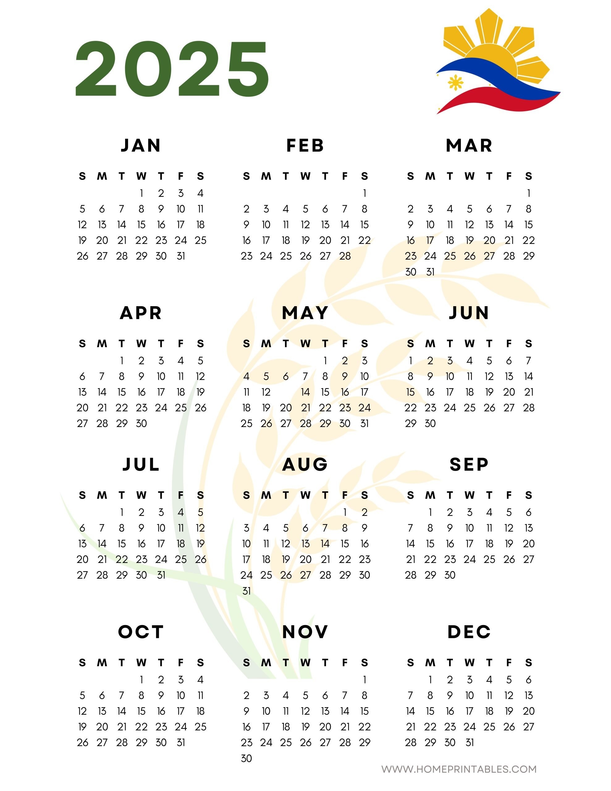 Free Printable 2025 Monthly Calendar With Holidays Philippines