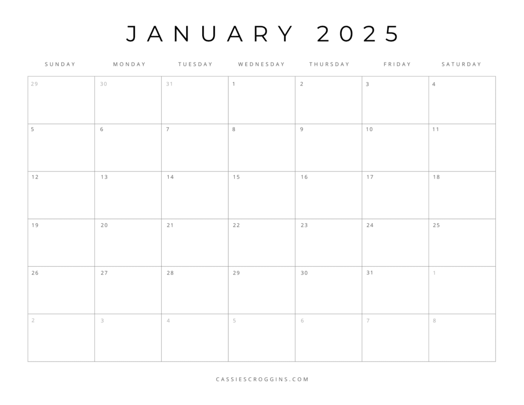 Free Printable 2025 Blank Calendar Templates All 12 Months 