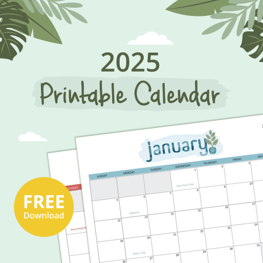 Free Printable 2025 Calendar ComResources Freebies