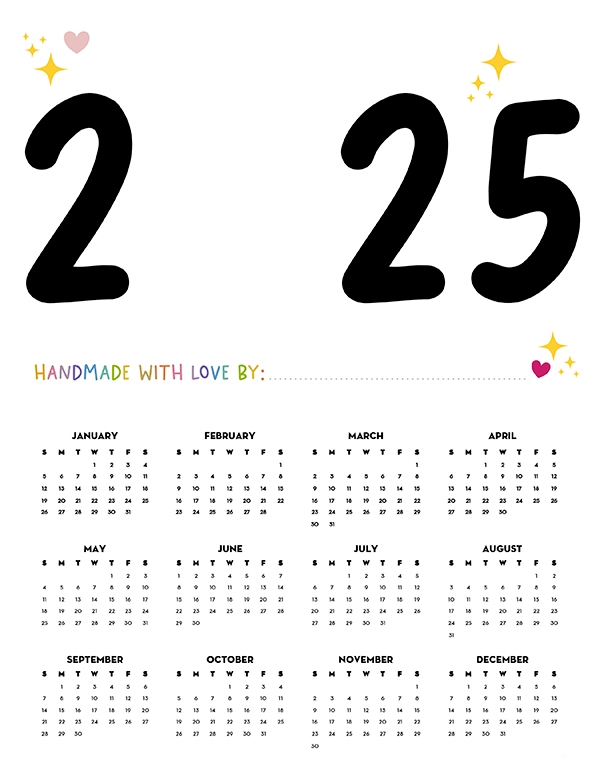 Free Printable 2025 Handprint Calendar Lovely Planner