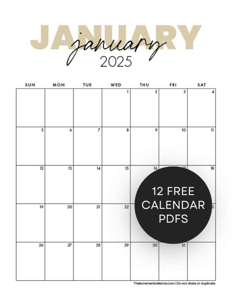 Free Printable Calendar 2025 Colorful
