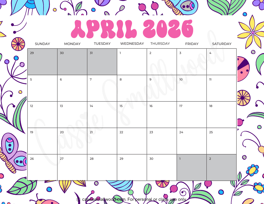 April 2026 Calendar Printable Weekly