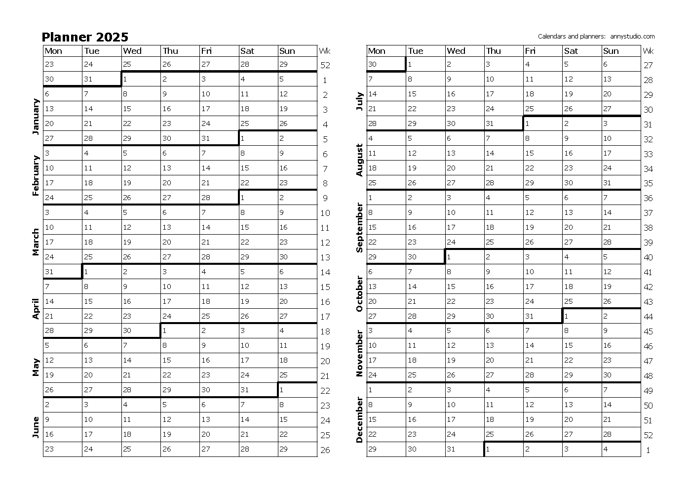 Free Printable 2025 Yearly Planner Calendar