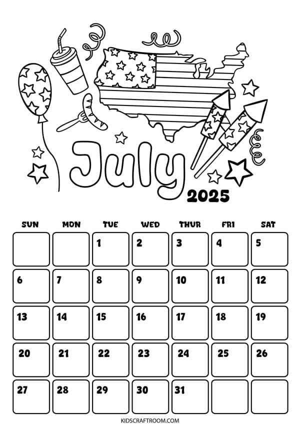 Free Printable Coloring Calendar For Kids