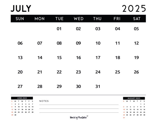 Free Printable July 2025 Calendars 100 Best World Of Printables