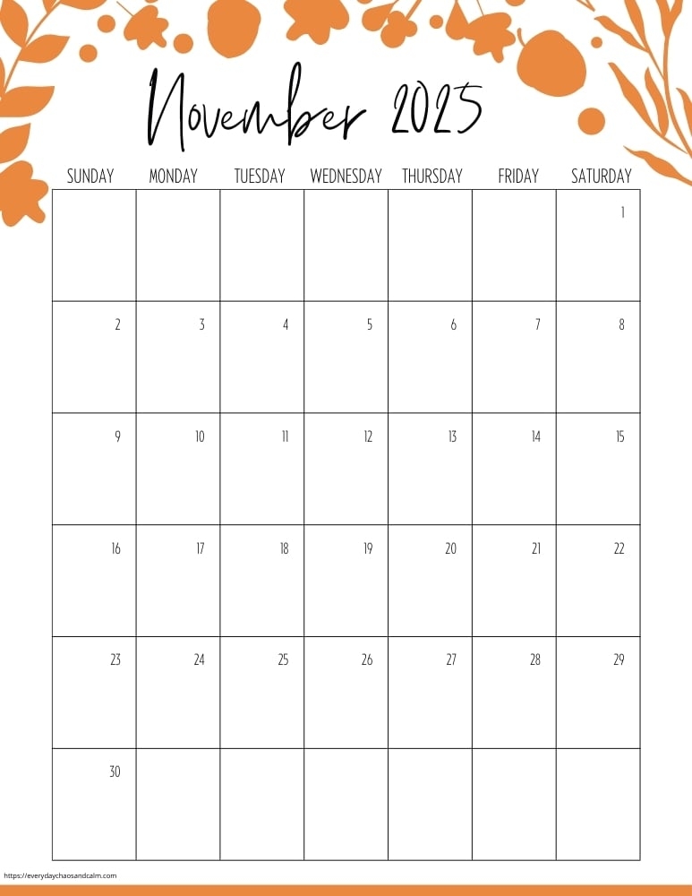 November 2025 Calendar Printable With Lines