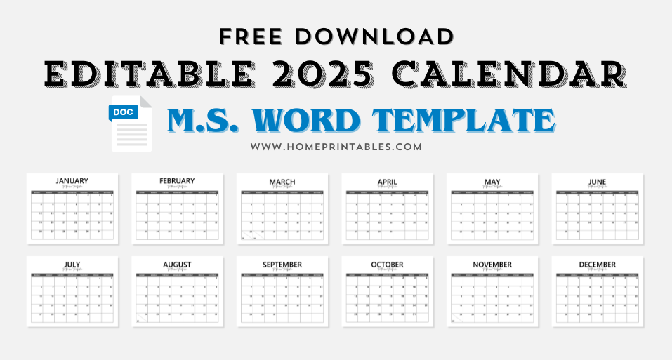 Fully Editable 2025 Calendar In Word Free Beautiful Templates 