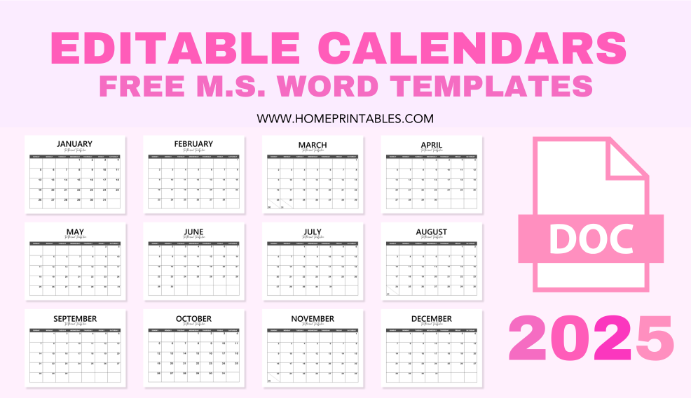 Fully Editable 2025 Calendar In Word Free Beautiful Templates 