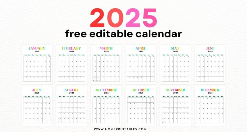 Fully Editable 2025 Calendar In Word Free Beautiful Templates 