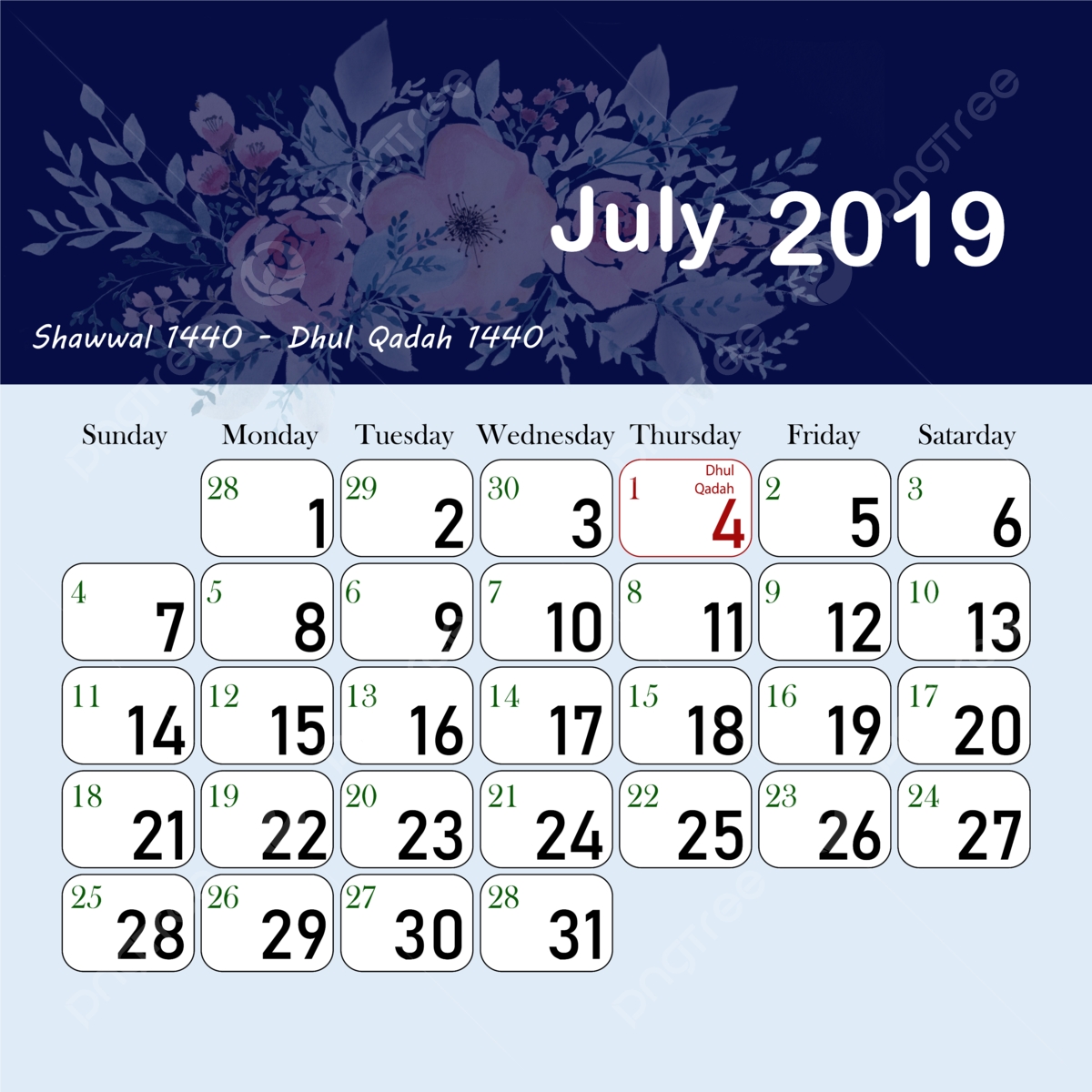 Islamic Hijri Calendar July Template Download On Pngtree