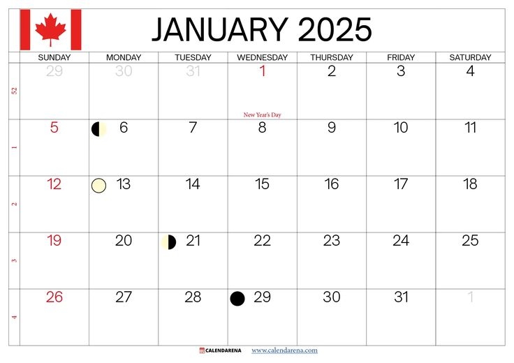 January 2025 Calendar Canada