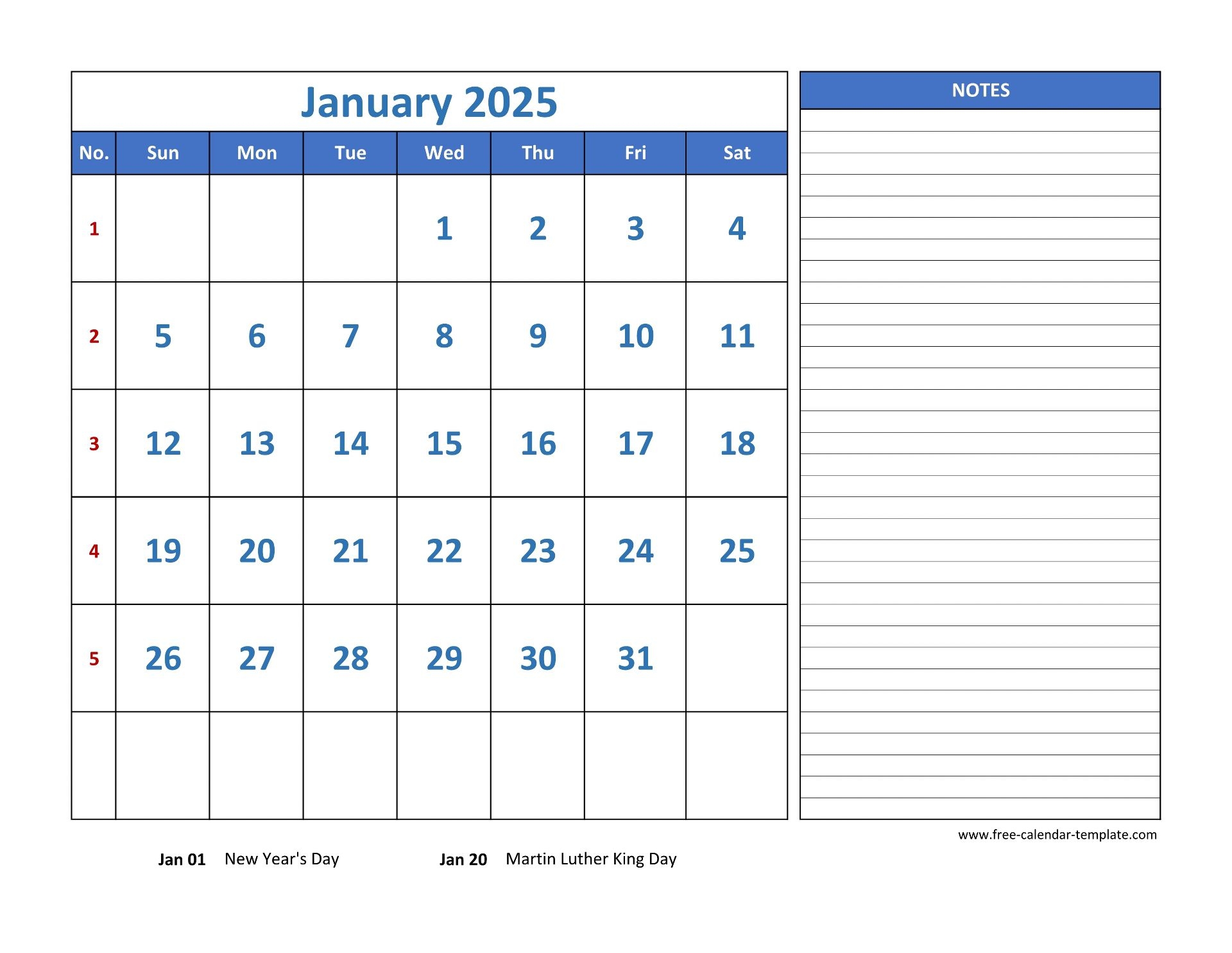 Free Printable Calendar 2025 With Grid Lines