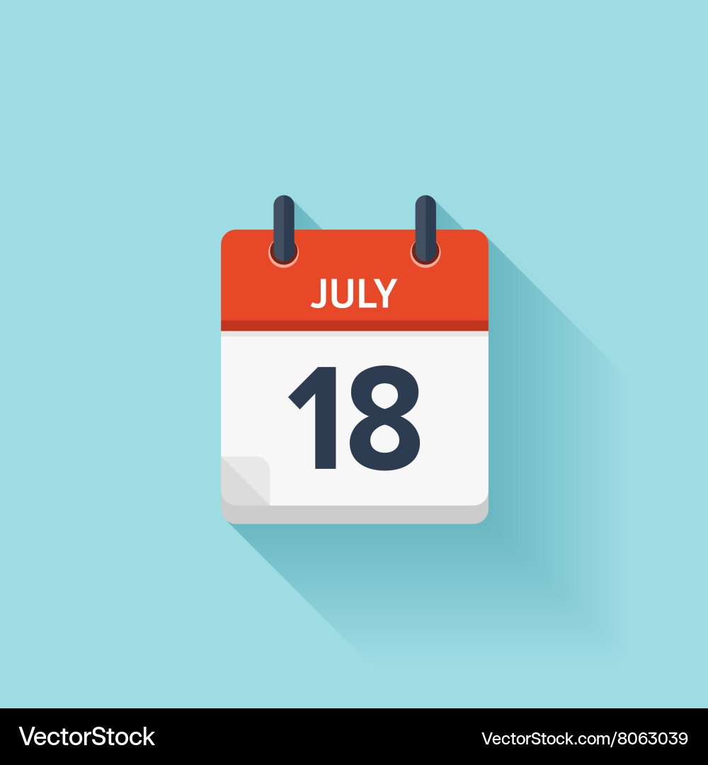 July 18 Flat Daily Calendar Icon Date Royalty Free Vector