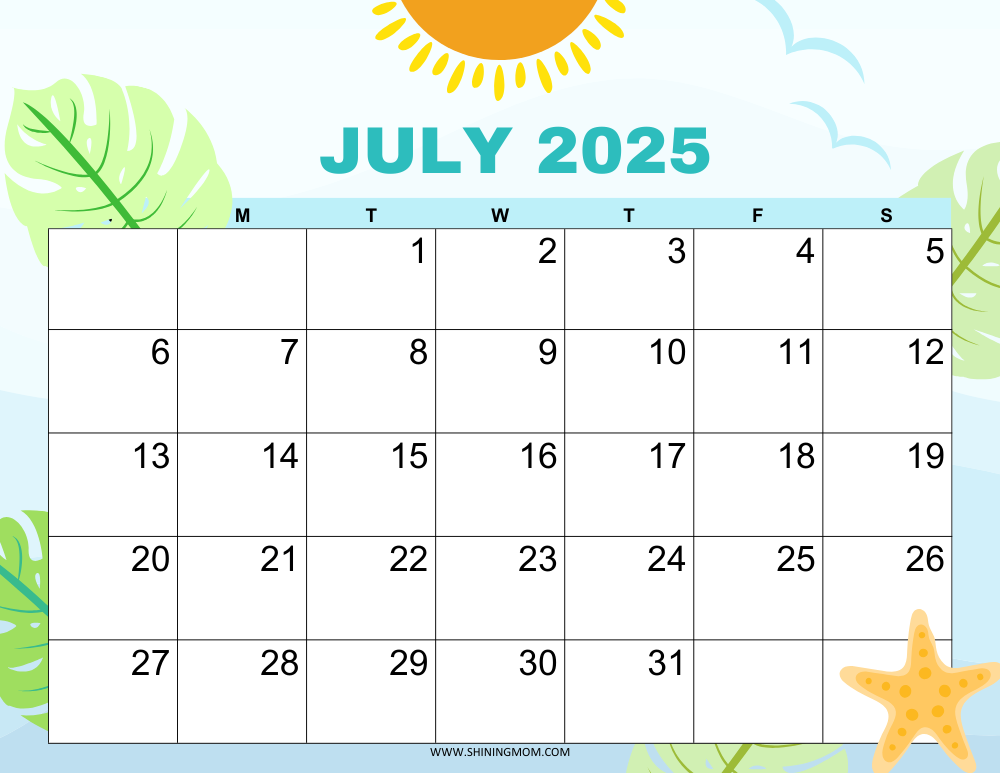 July 2025 Calendar 60 Awesome Free Printables 