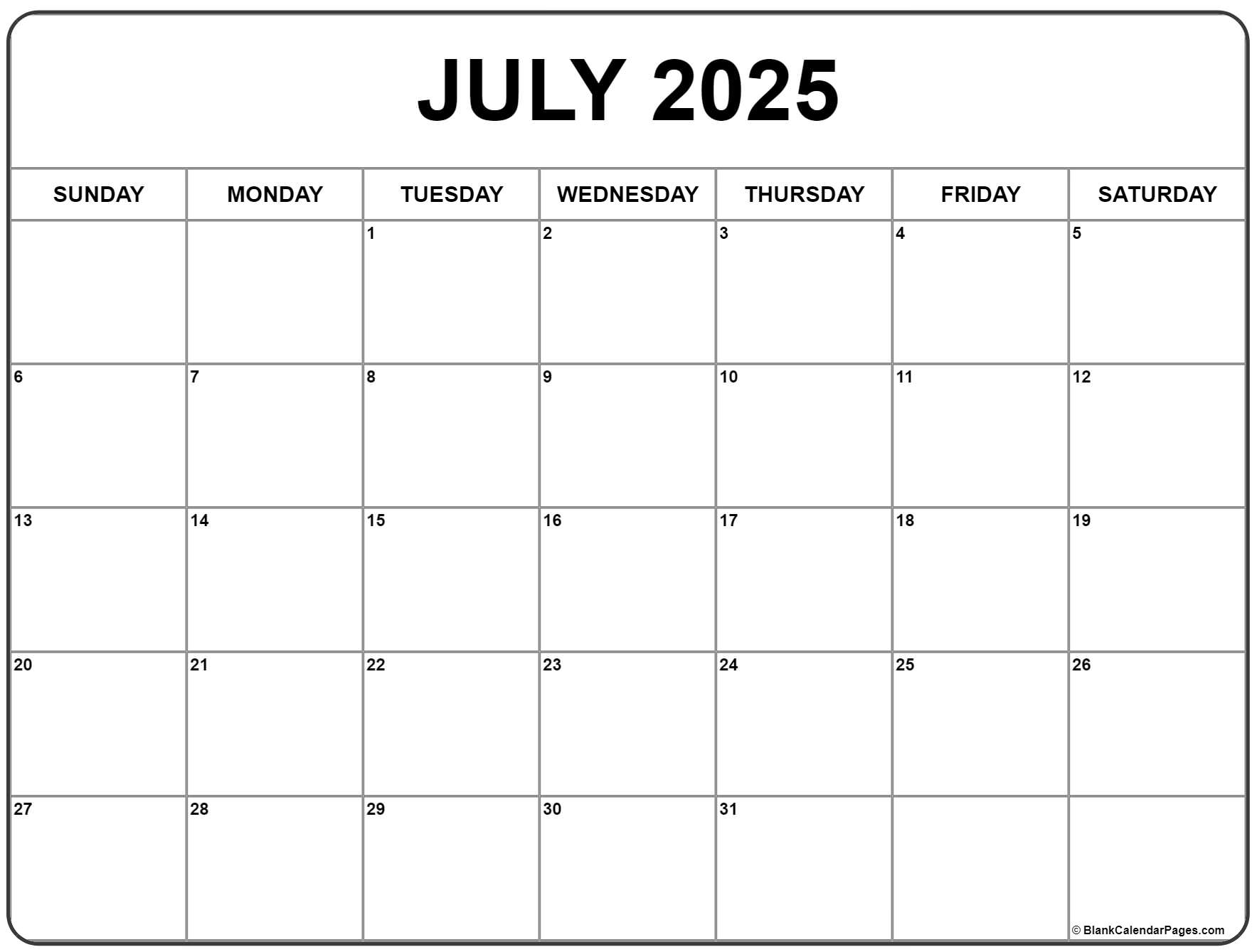 Images Of July 2025 Calendar