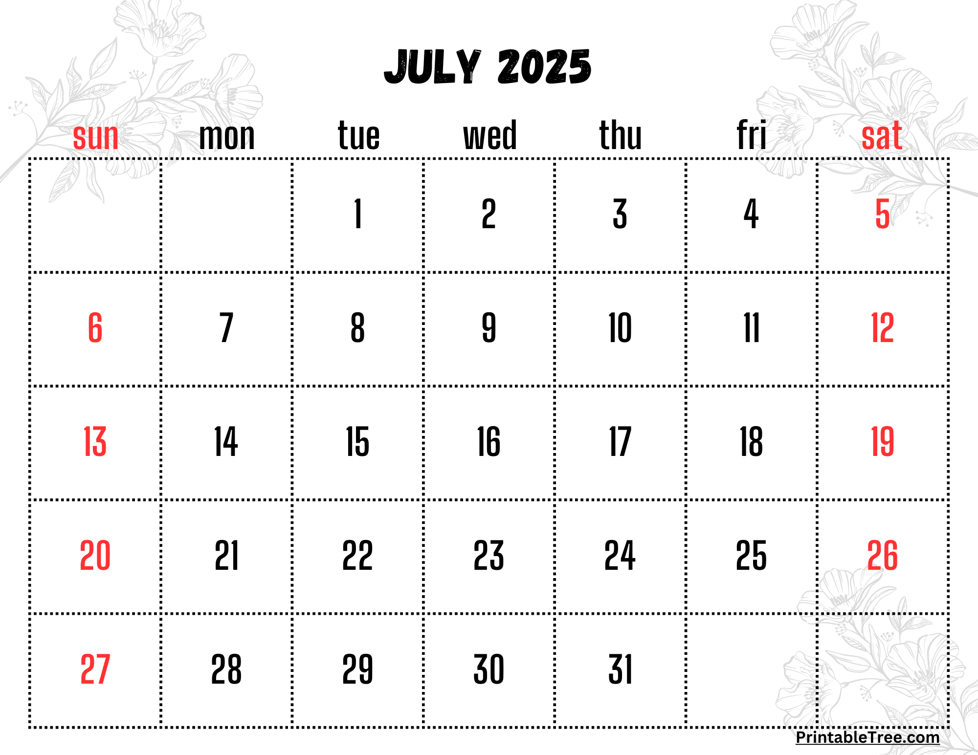 July Calendar Special Days 2025