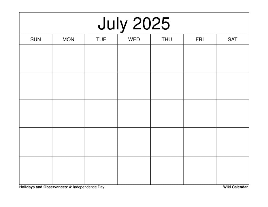July 2025 Calendar Printable Templates U0026 More