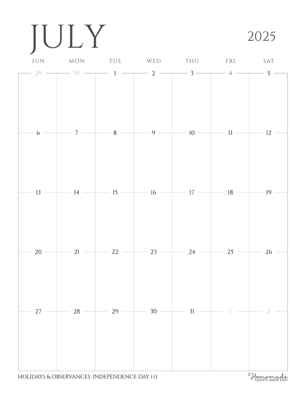 July 2025 Calendar Weather