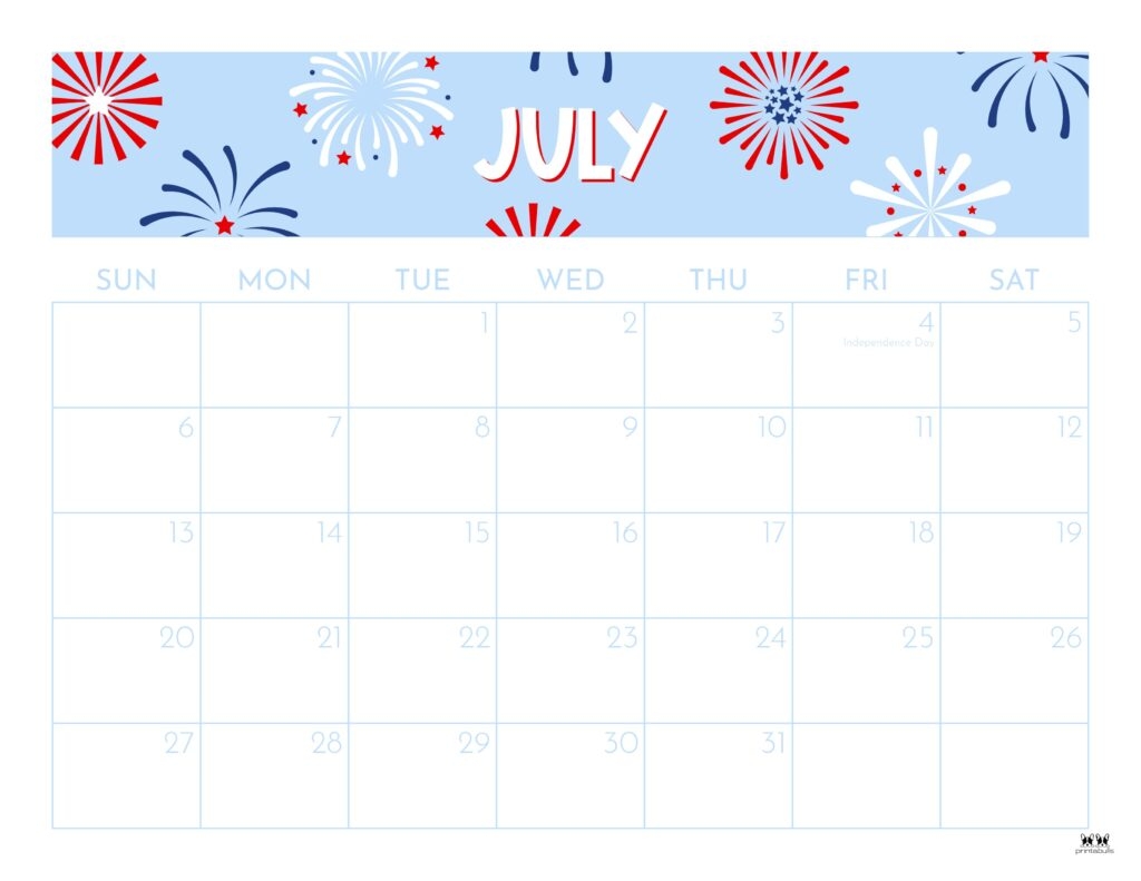 July 2025 Calendars 107 FREE Printables Printabulls