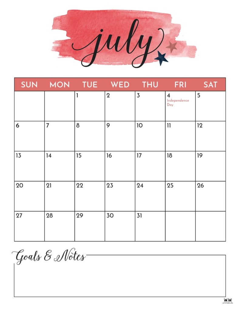 July 2025 Calendars 107 FREE Printables Printabulls