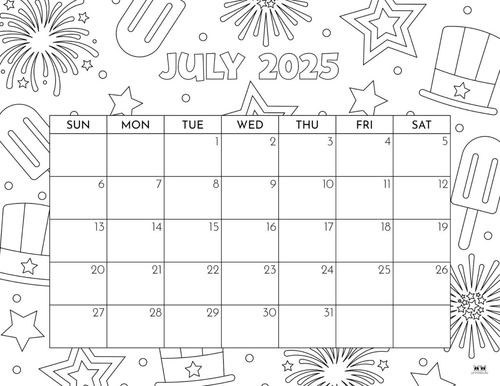 Free July Calendar Template 2025