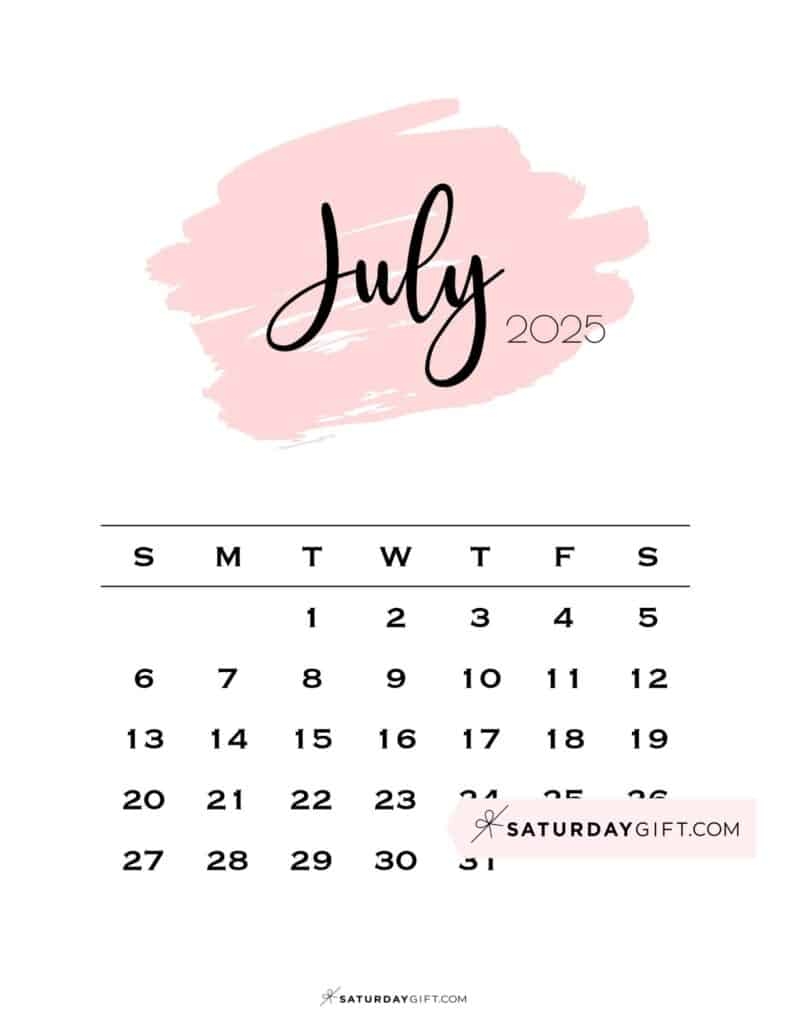 July 2025 Calendar Small